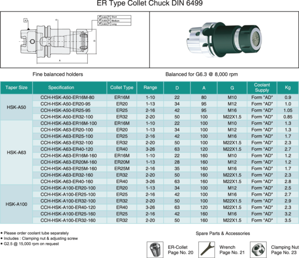 HSK_ER Type Collet Chuck DIN 6499