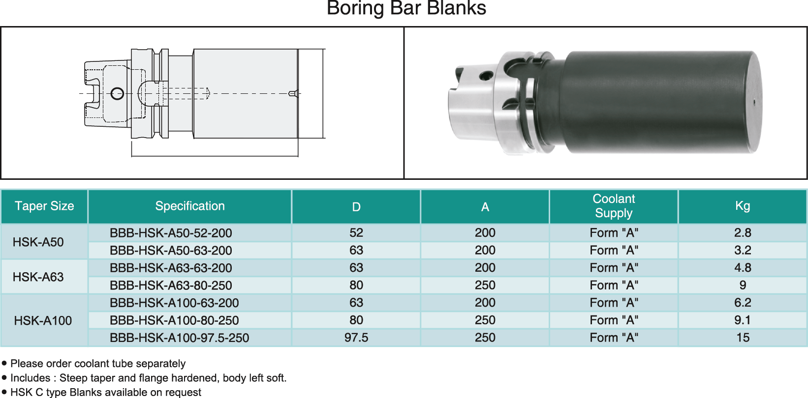 HSK Boring Bar Blank